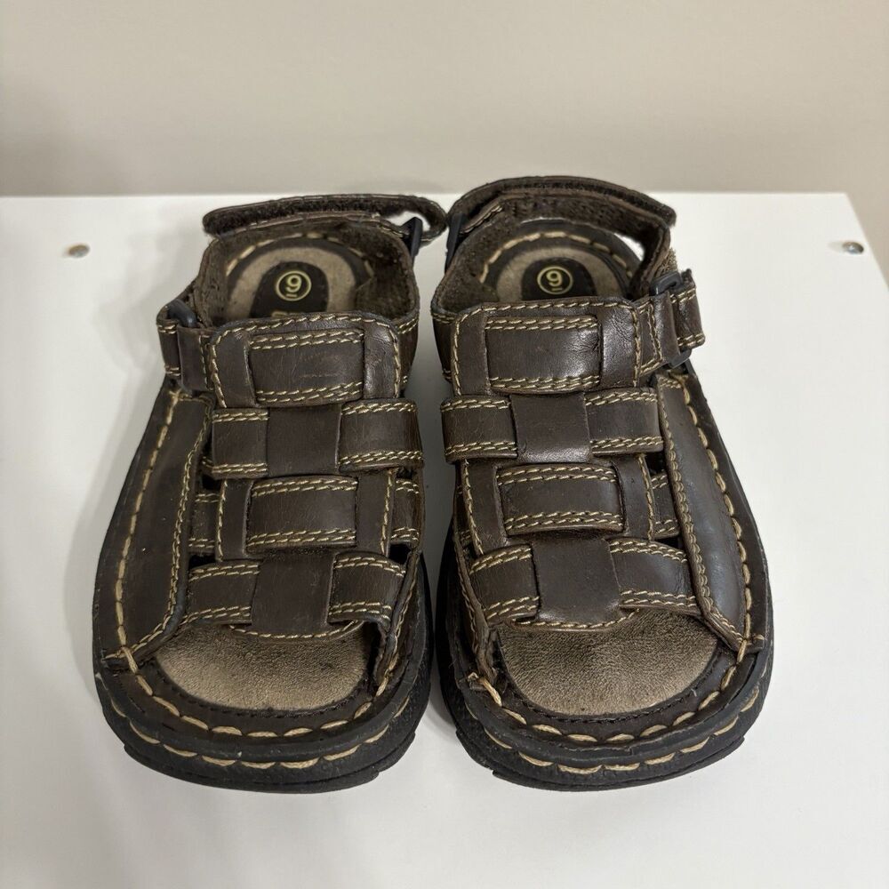 Faded Glory Kids 9 Sandals Brown Y2K Vintage Fisherman Faux Leather Chunky